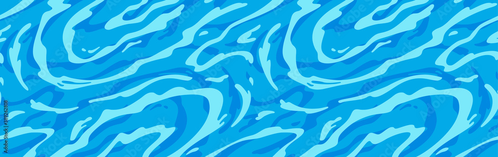 Aufkleber Azure Dynamic Water Surface Seamless Pattern. Blue Sea Ripple. Abstract Background with Waves.
