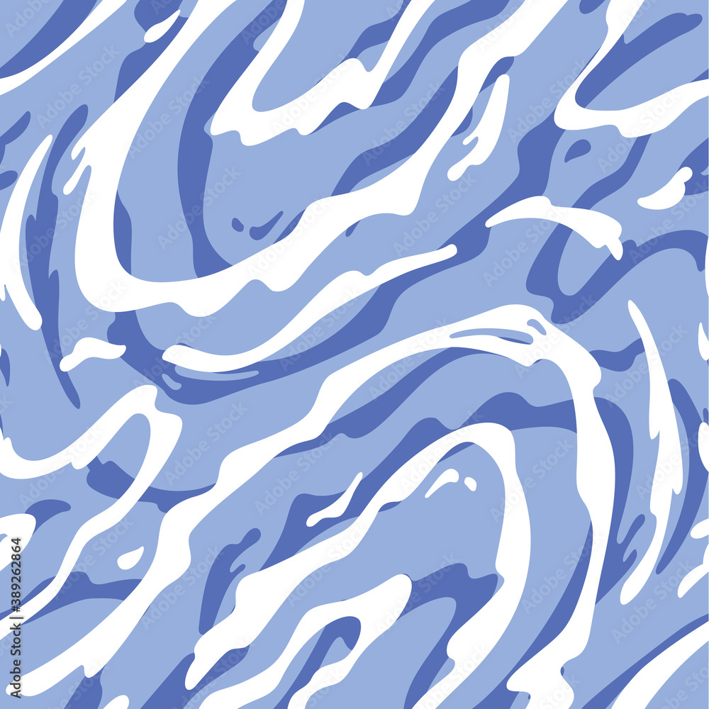 Poster abstract rough blue water waves seamless pattern. dynamic vector background. illustration of ocean, 