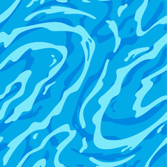 Azure Stormy Water Surface Seamless Pattern. Vector Sea Ripple. Abstract Blue Waves Background.