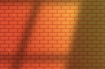 Red Brick Wall with Gradient Shadow from Window. Realistic Vector Illustraction. Abstract Background