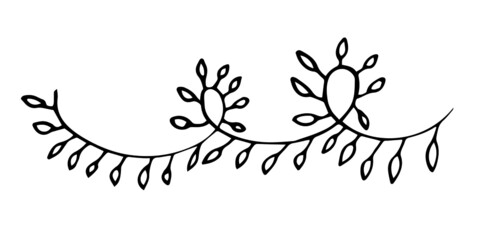 Cute Christmas garland illustration. Hand drawn illumination with lots of lights isolated on white background. For holiday decor, greeting cards, prints.