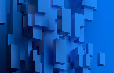 Abstract 3d render, blue geometric background design