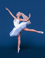Fototapeta premium 3D Ballerina in light classic pointe shoes.