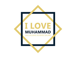 Obraz premium I love muhammad sallallahu alaihi wasallam, I love muhammad sallallahu alaihis salam logo on white background