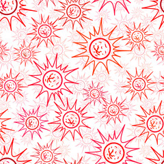 Fototapeta premium Lot of dangerous red virus cells, modern seamless pattern on white