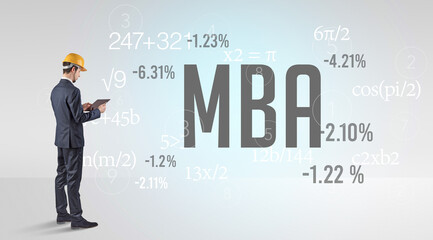 Technology Engineer in hard hat with MBA abbreviation