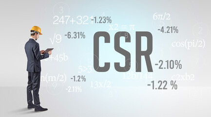 Technology Engineer in hard hat with CSR abbreviation