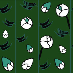 Flower lotus water lily hummingbird in garden repeat pattern and seamless vector