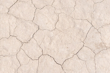 Thin Cracks in Dry Desert Background pattern image featuring cracking of a white clay layer in a wash. A thirsty scene like skin in need of moisturizer.