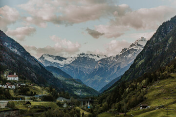 Ośnieżone góry, Szwajcaria, śnieg - obrazy, fototapety, plakaty