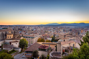 Sunset and landscape photo of a medieval city in Spain.
