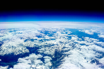 View of the Rocky Mountains flying from Canada to Europe.