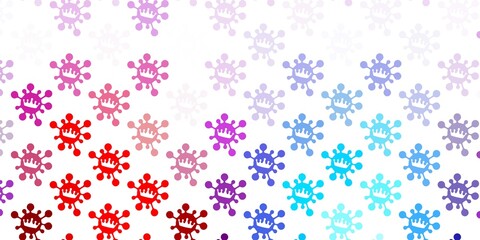 Light blue, red vector pattern with coronavirus elements.