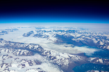 glaciers are melting. view flying from Europe to Canada