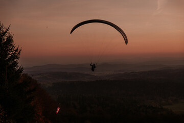 paralotnia, sport, nauka, zachód słońca, góry