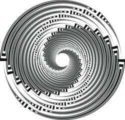 Obraz premium Dotted, dots, speckles abstract concentric circle. Spiral, swirl, twirl element.Circular and radial lines volute, helix.Segmented circle with rotation.Radiating arc lines.Cochlear