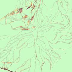 Mint Stylish Decor. Faded Cotton Banner. Black Artistic Texture. Brown Dark Template. Green Silk Element. Drawn Image. Orange Fluid Splash. Abstract Template.