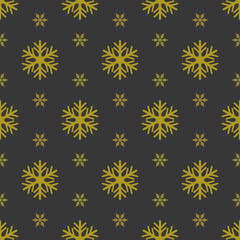 Christmas seamless pattern with Snowflakes in gold color. Elegant design for Christmas wrapping paper