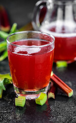 Fresh made Rhubarb Spritzer (close up; selective focus)