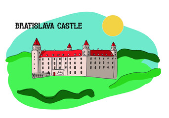 Colored vector illustration of Bratislava castle, Slovakia