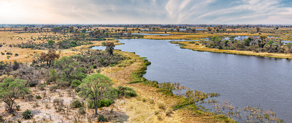Helicopter Safari at the Okavango Delta, Botswana - obrazy, fototapety, plakaty