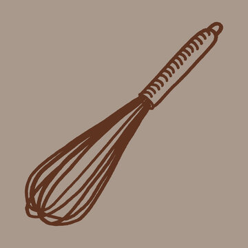 isolated vector icon of a whisk in free hand draw style