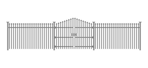 Fence with forged metal vector illustration isolated on white.