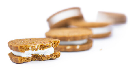 Hazelnut Cream Cookies isolated on white background