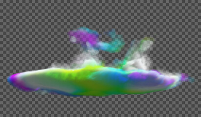 Multicolored dense cloud on a transparent background. Fantasy background.