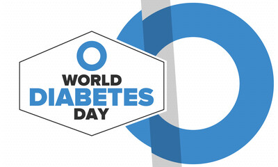 World Diabetes Day. Awareness Month in November. Blue circle symbol. Medical health care and prevention design. Poster, card, banner and background. Vector illustration