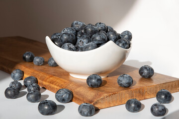 Close-up of fresh blueberries on a table