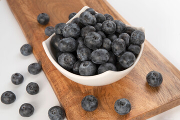 Close-up of fresh blueberries on a table