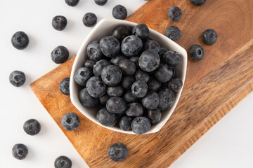 Close-up of fresh blueberries on a table