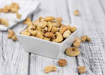 Cashew Nuts (close up shot; selective focus)