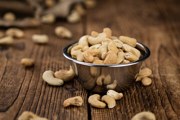 Cashew Nuts (close up shot; selective focus)