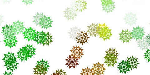 Light green vector layout with beautiful snowflakes.