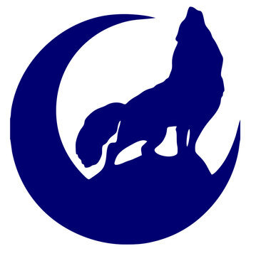 Vector Icon Of A Howling Wolf On The Moon