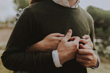 holding chest - together
