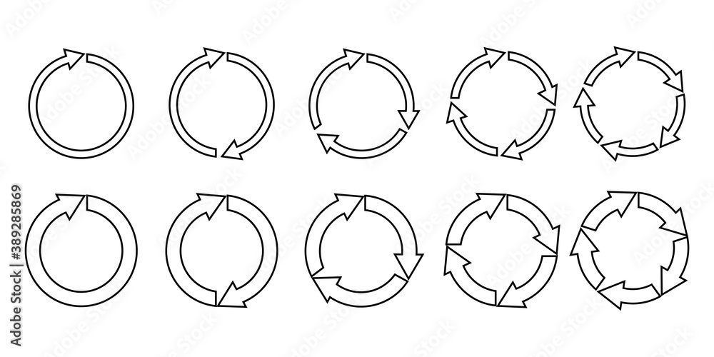 Poster vector icon of circular arrows. set of signs of movement and circulation. black traffic symbols. sto