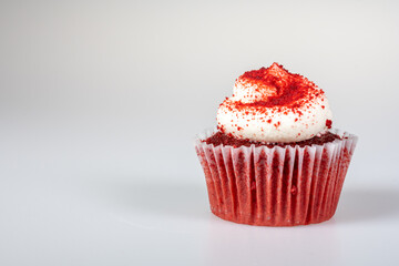 Red Velvet Cupcake on Right with Copy Space