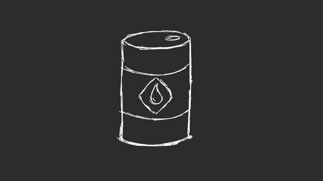 One barrel of oil. Hand-draw animation with alpha channel.