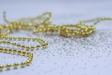 pearl necklace on a blue background