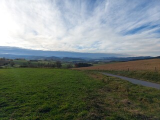 Fototapeta premium landscape with green grass and sky Šumava