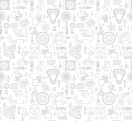 Seamless color gray with car parts and elements
