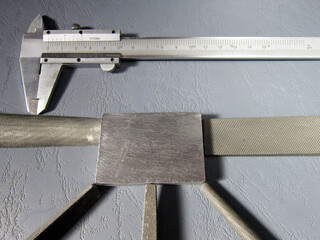 close up of a ruler on a steel