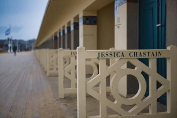 The beautiful beach in Deauville, Normandy, France is famous for famous for filmmakers and one of the largest in France. © Fabrice