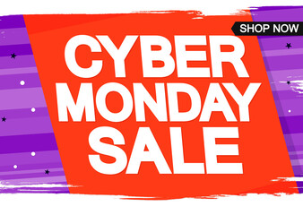 Cyber Monday Sale, poster design template, vector illustration