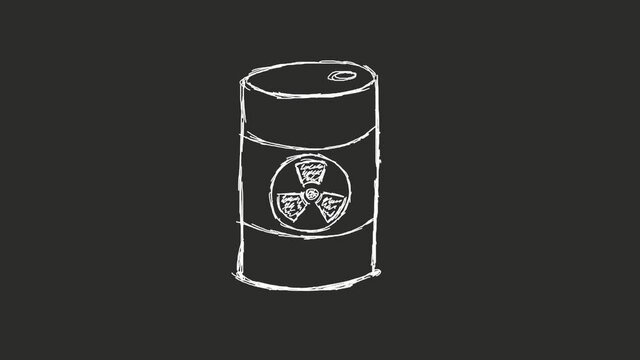 One barrel with radioactive waste. Hand-draw animation with alpha channel.