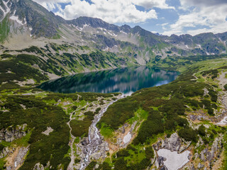 Aerial view of Tatras mountains and lakes in Zakopane, Poland
