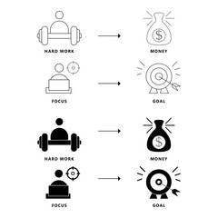 Business concepts icon line and flat vector design template element